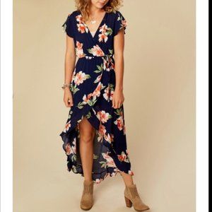 Altar’d State Blue Floral Print Hi Lo Maxi Dress
